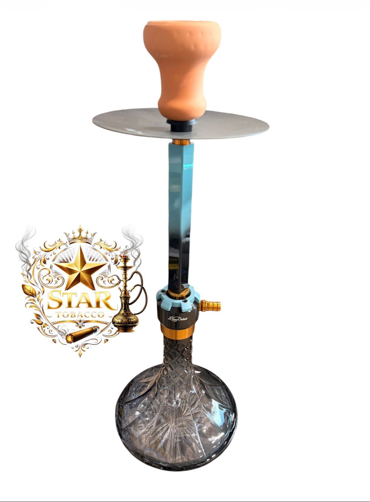 DESENLİ SİYAH-GÖKYÜZÜ MAVİSİ NARGİLE TAKIMI