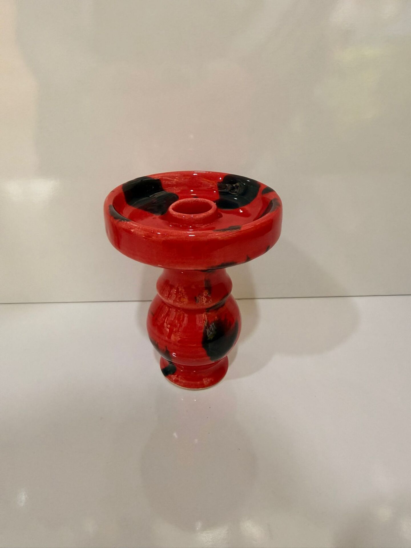 KIRMIZI-SİYAH BENEK DESENLİ NARGİLE LÜLESİ