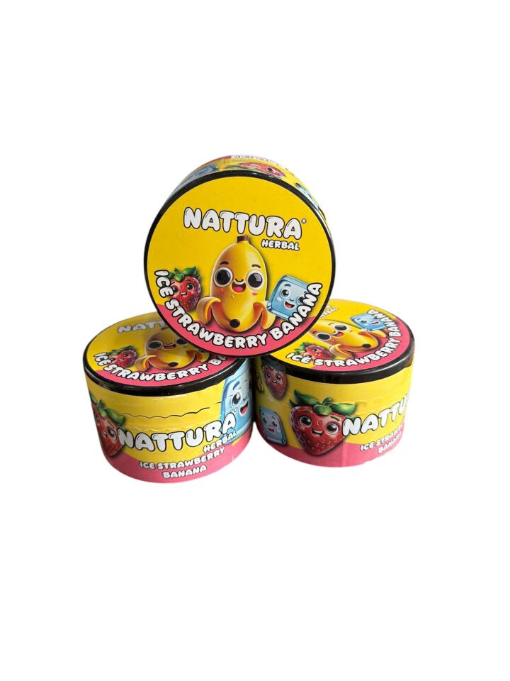 NATTURA HERBAL ICE STRAWBERRY BANANA AROMALI NARGİLE TÜTÜNÜ 200 GR-NİKOTİNSİZ